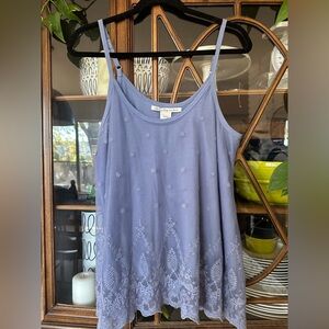 American Rag Lavender Sheer Lace (Lined) Spaghetti Strap top